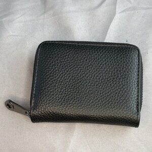 Zip Around Wallet with lots of card slots, Black vegan leather, NWOT